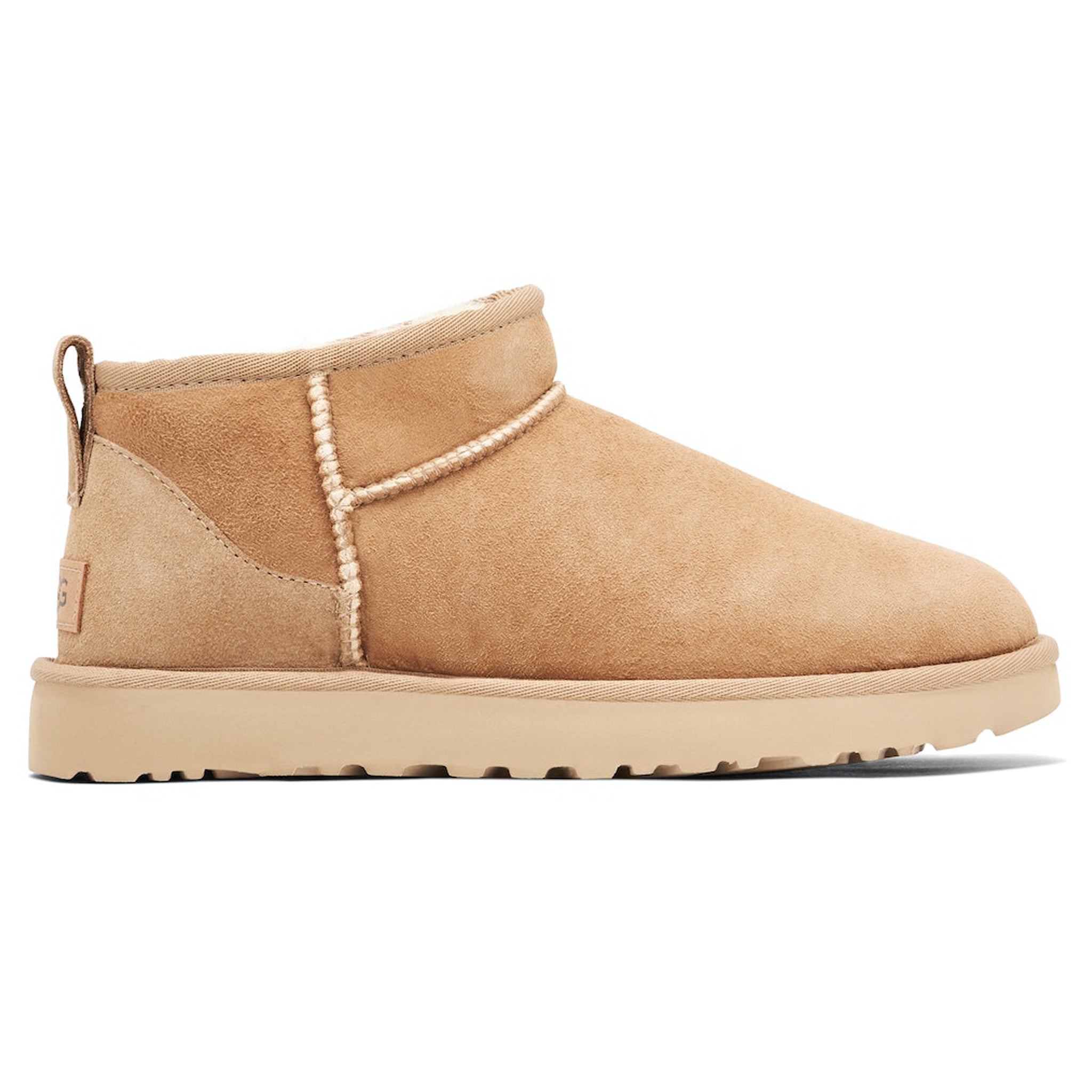 Side view of UGG Classic Ultra Mini Sand (W) 1116109-SAN